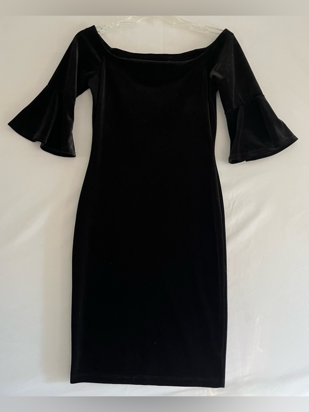 Black Velvet Off Shoulder Bell Sleeve Mini Dress Whimsigoth Coquette